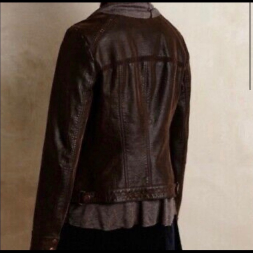 Anthropologie Hei Hei Brown Vegan Leather Jacket - Picture 3 of 13